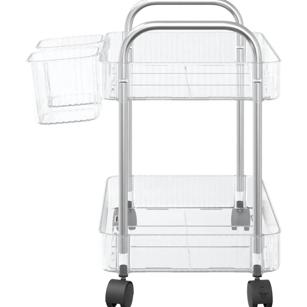 vidaXL Herramientas-Carro de almacenamiento 2 niveles transparente 37x28x43,5 cm