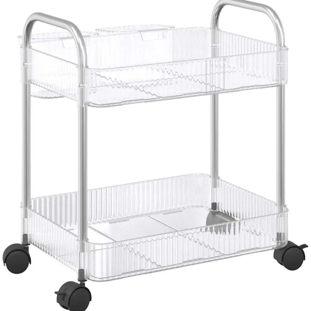 vidaXL Herramientas-Carro de almacenamiento 2 niveles transparente 37x28x43,5 cm