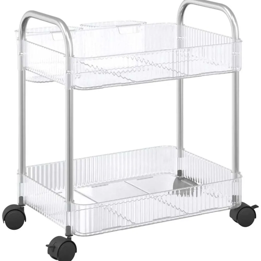 vidaXL Herramientas-Carro de almacenamiento 2 niveles transparente 37x28x43,5 cm