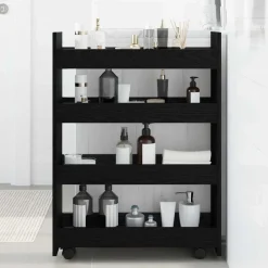 vidaXL Carro de Almacenamiento Estrecho 60 x 20 x 82 cm Roble negro Best