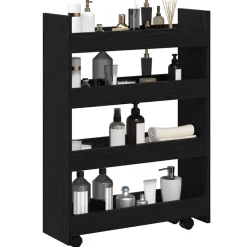 vidaXL Carro de Almacenamiento Estrecho 60 x 20 x 82 cm Roble negro Best