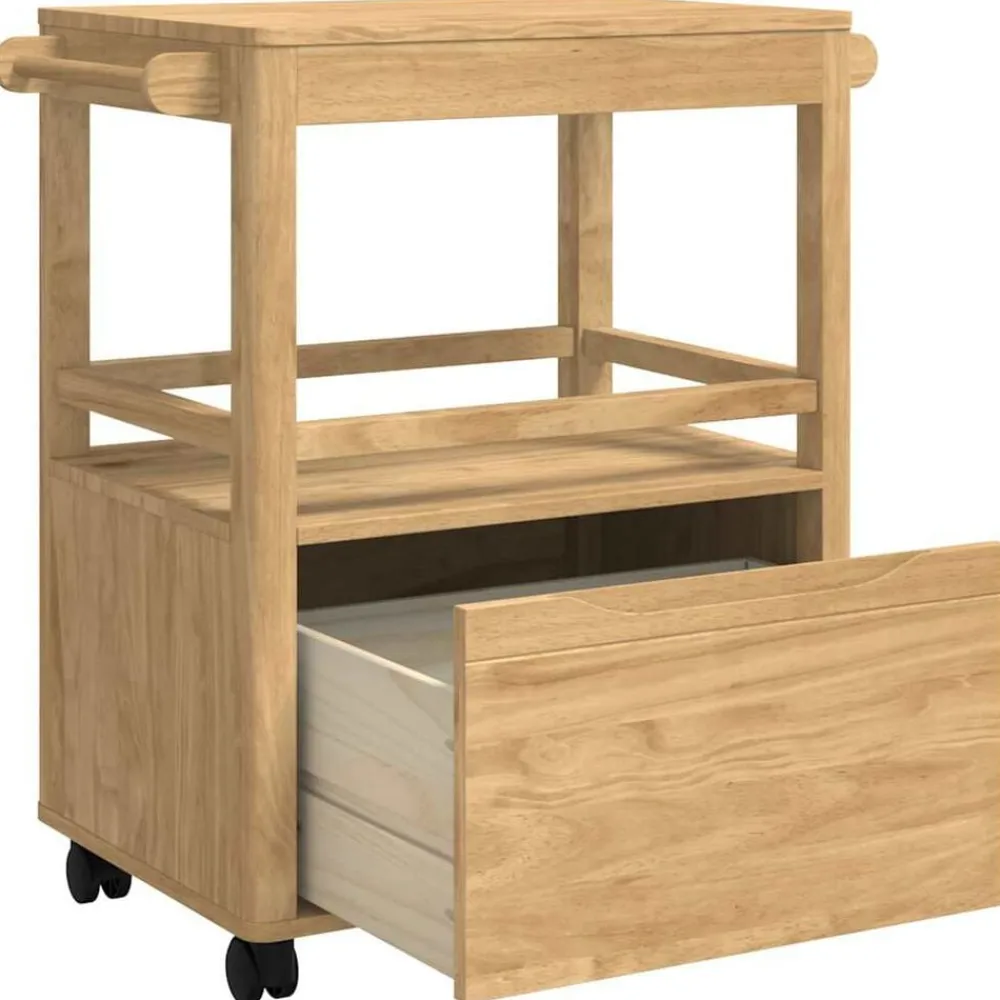 vidaXL Carro de Cocina FLORO Marrón cera 72,5 x 45 x 80 cm Marrón cera Clearance