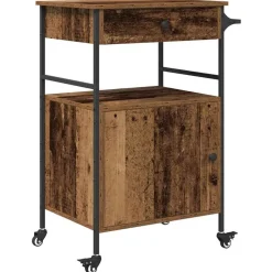 vidaXL Carro de Cocina Madera vieja 56 x 43 x 89,5 cm Madera envejecida Best