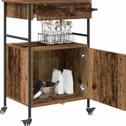 vidaXL Carro de Cocina Madera vieja 56 x 43 x 89,5 cm Madera envejecida Best