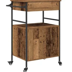vidaXL Carro de Cocina Madera vieja 56 x 43 x 89,5 cm Madera envejecida Best