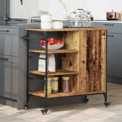 vidaXL Carro de Cocina Madera vieja 87.5 x 39 x 84.5 cm Madera envejecida Sale
