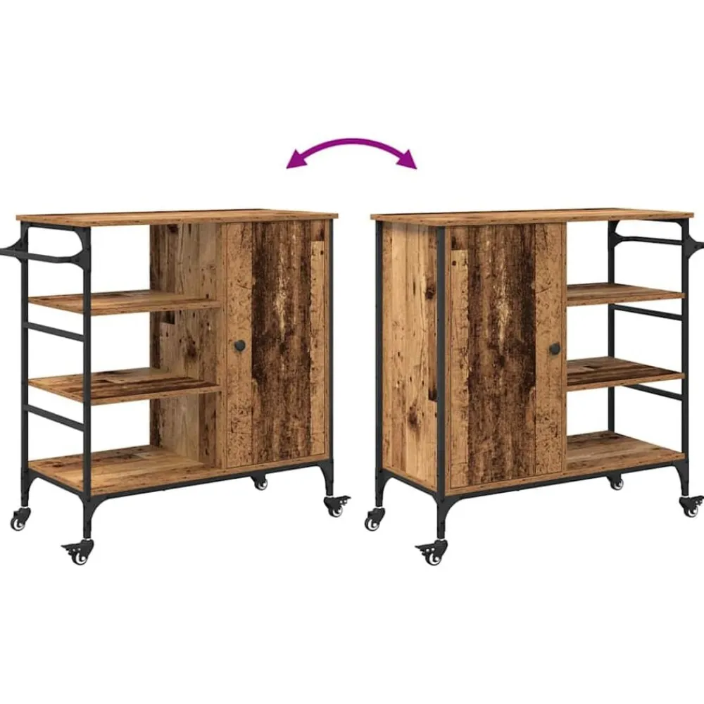 vidaXL Carro de Cocina Madera vieja 87.5 x 39 x 84.5 cm Madera envejecida Sale