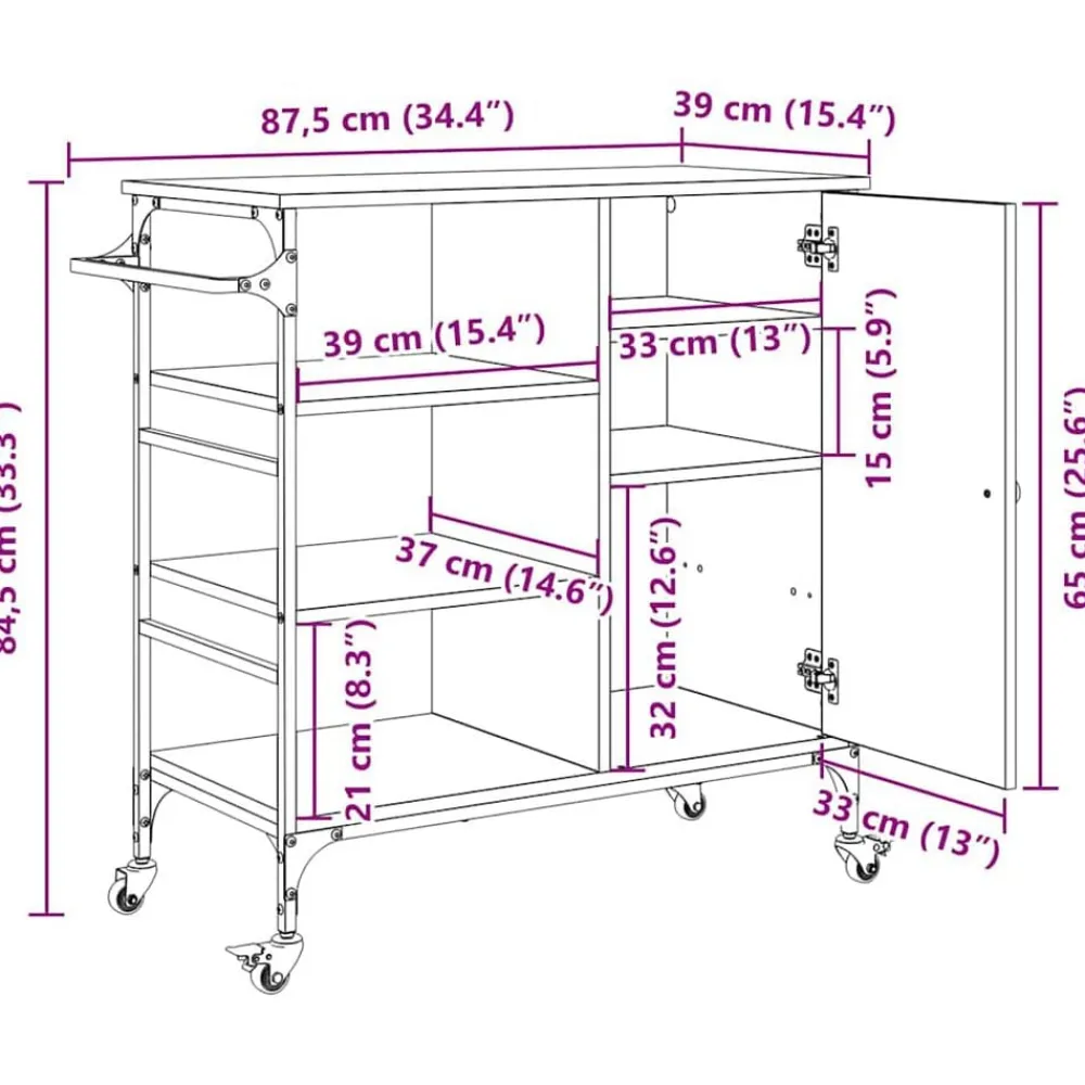 vidaXL Carro de Cocina Madera vieja 87.5 x 39 x 84.5 cm Madera envejecida Sale