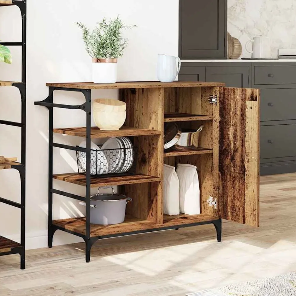 vidaXL Carro de Cocina Madera vieja 87.5 x 39 x 84.5 cm Madera envejecida Sale