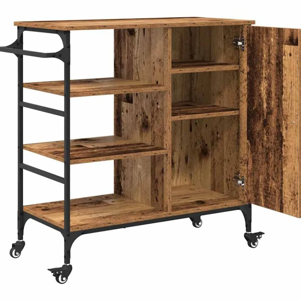 vidaXL Carro de Cocina Madera vieja 87.5 x 39 x 84.5 cm Madera envejecida Sale
