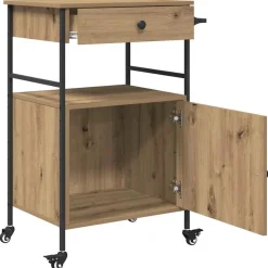 vidaXL Carros E Islas-Carro de Cocina Roble artesanal 56 x 43 x 89,5 cm