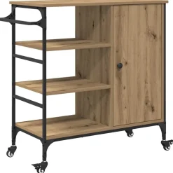vidaXL Carro de Cocina Roble artesanal 87.5 x 39 x 84.5 cm Roble artisan Sale
