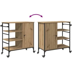 vidaXL Carro de Cocina Roble artesanal 87.5 x 39 x 84.5 cm Roble artisan Sale