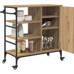 vidaXL Carro de Cocina Roble artesanal 87.5 x 39 x 84.5 cm Roble artisan Sale