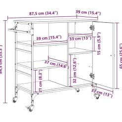 vidaXL Carros E Islas-Carro de Cocina 87.5 x 39 x 84.5 cm