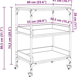 vidaXL Carros E Islas-Carro de Cocina 60 x 41 x 80.5 cm