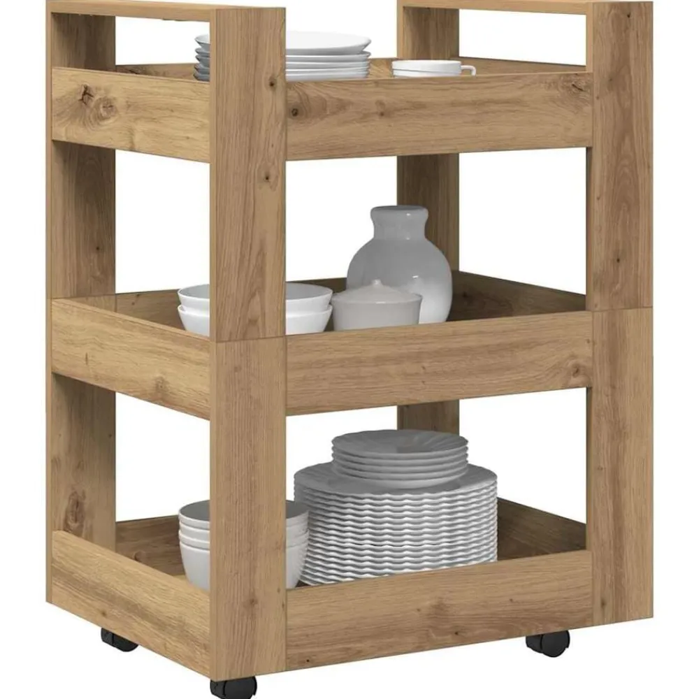 vidaXL Carros E Islas-Carro de Cocina Roble artesanal 60 x 45 x 80 cm