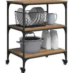 vidaXL Carro de Cocina Roble artesanal 60 x 41 x 76 cm Roble artisan Hot