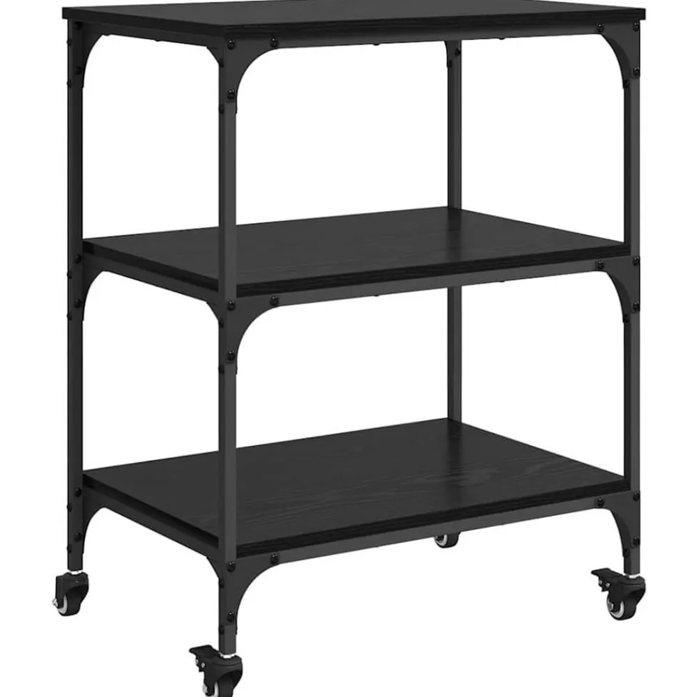 vidaXL Carro de Cocina 60 x 41 x 76 cm Roble negro Best