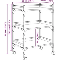 vidaXL Carro de Cocina 50 x 35 x 75.5 cm Roble negro Sale