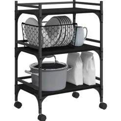 vidaXL Carro de Cocina 50 x 35 x 75.5 cm Roble negro Sale