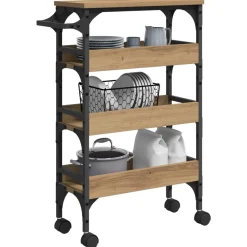 vidaXL Carro de Cocina Roble artesanal 53 x 20 x 76 cm Roble artisan Sale