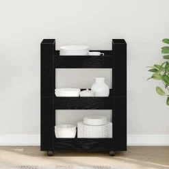 vidaXL Carro de Cocina 60 x 45 x 80 cm Roble negro New
