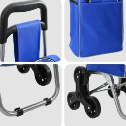 vidaXL Carro de compras 39.5 x 33 x 93 cm Tela Oxford Azul Clearance