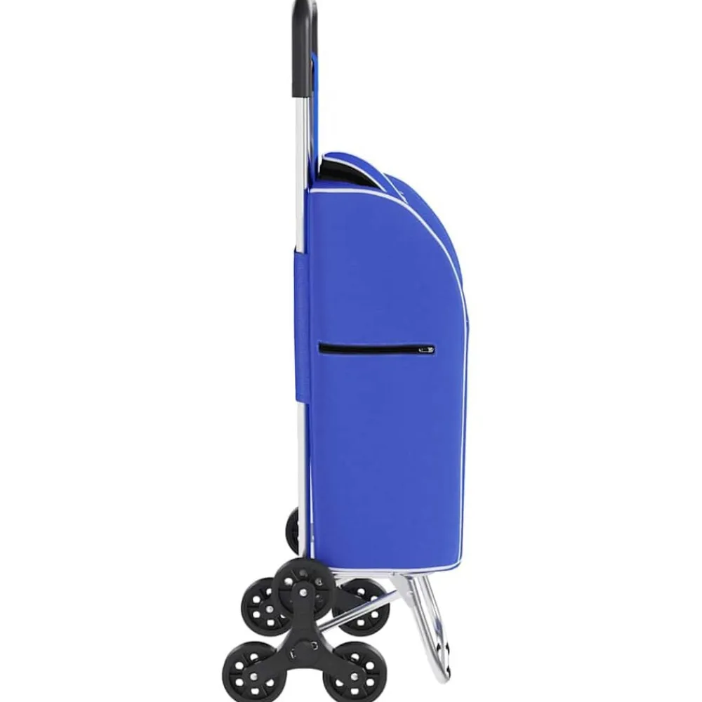 vidaXL Carro de compras 39.5 x 33 x 93 cm Tela Oxford Azul Clearance