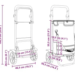 vidaXL Maletas Y Bolsos De Viaje-Carro de compras 36,5 x 46,5 x 100,5 cm Tela Oxford