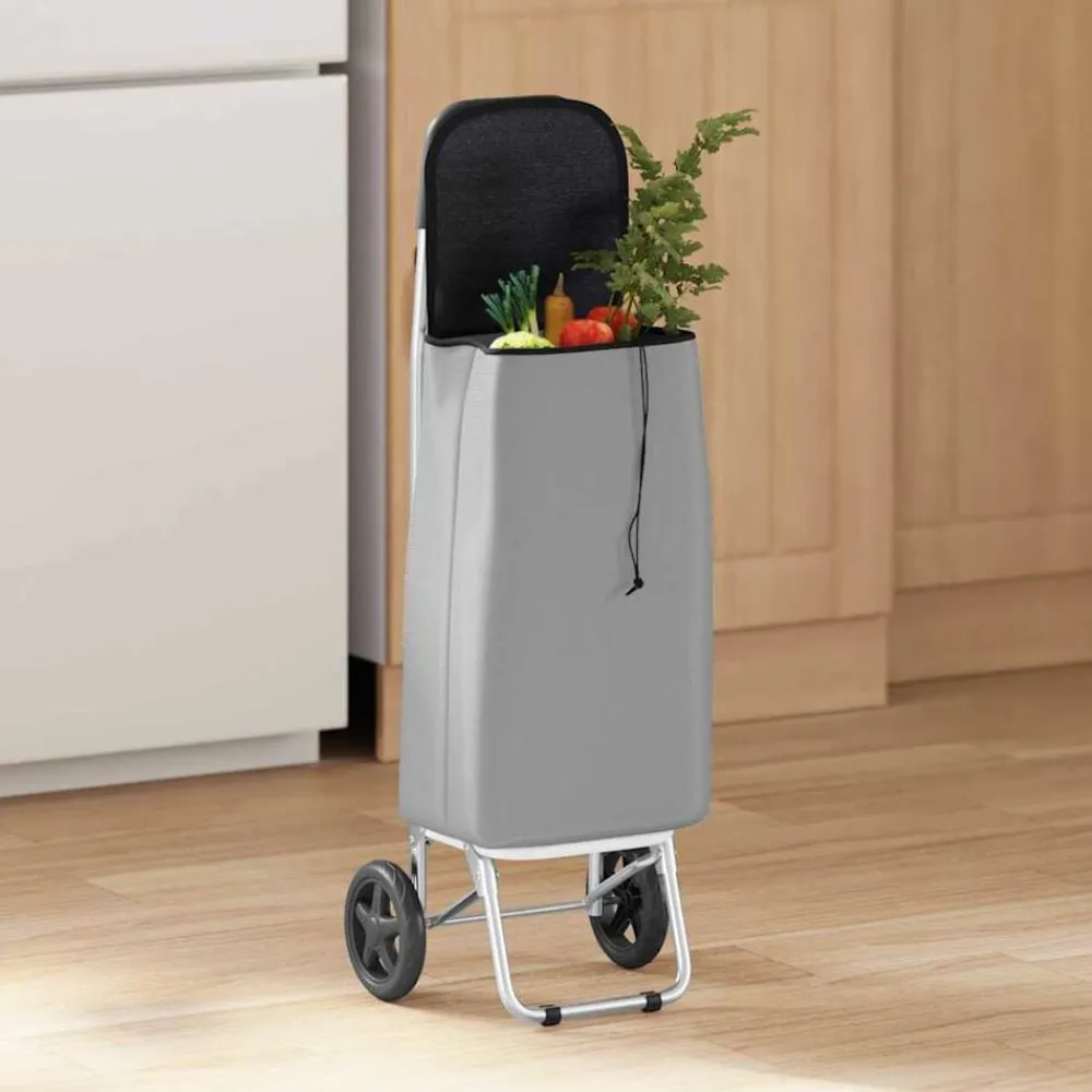 vidaXL Carro de compras 35 x 28 x 92 cm Tela Oxford Gris New