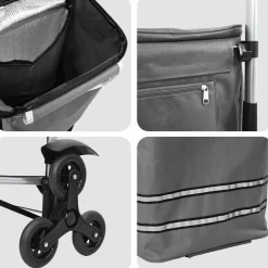 vidaXL Carro de compras 47 x 39 x 100,5 cm Tela Oxford Gris Hot