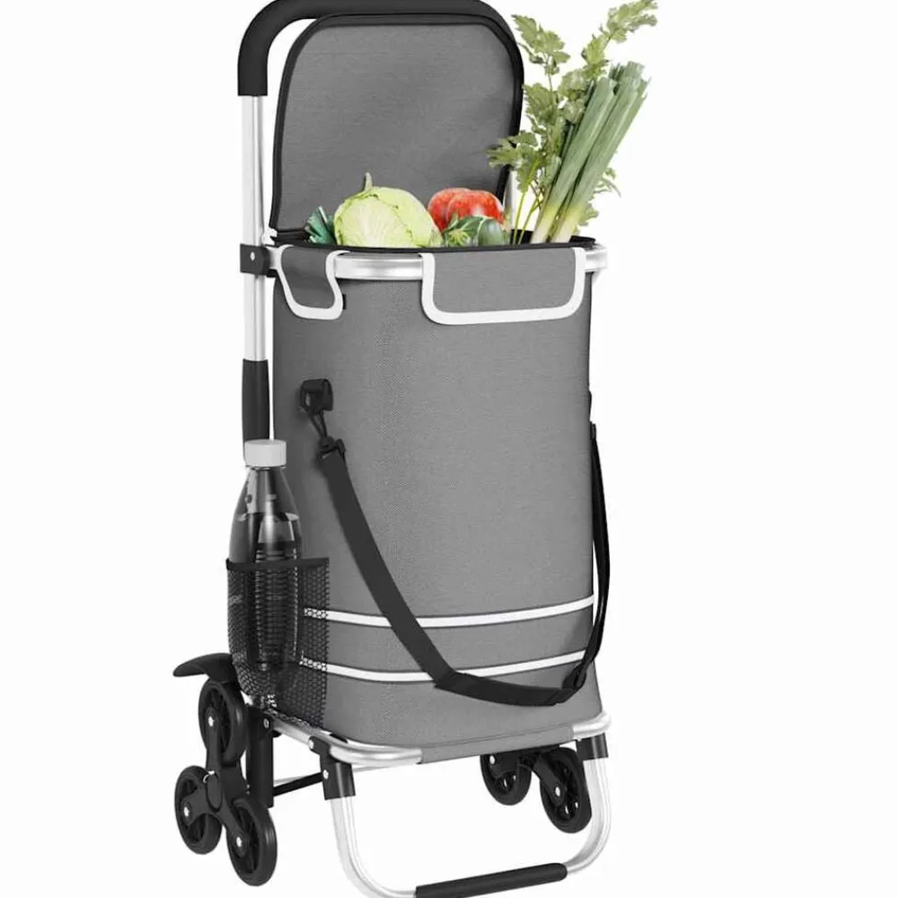 vidaXL Carro de compras 47 x 39 x 100,5 cm Tela Oxford Gris Hot
