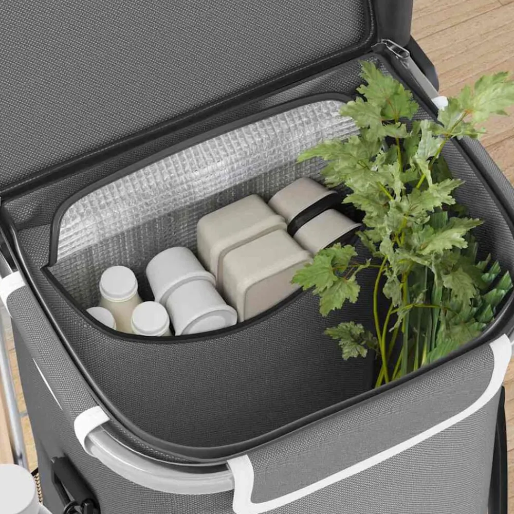 vidaXL Carro de compras 47 x 39 x 100,5 cm Tela Oxford Gris Hot