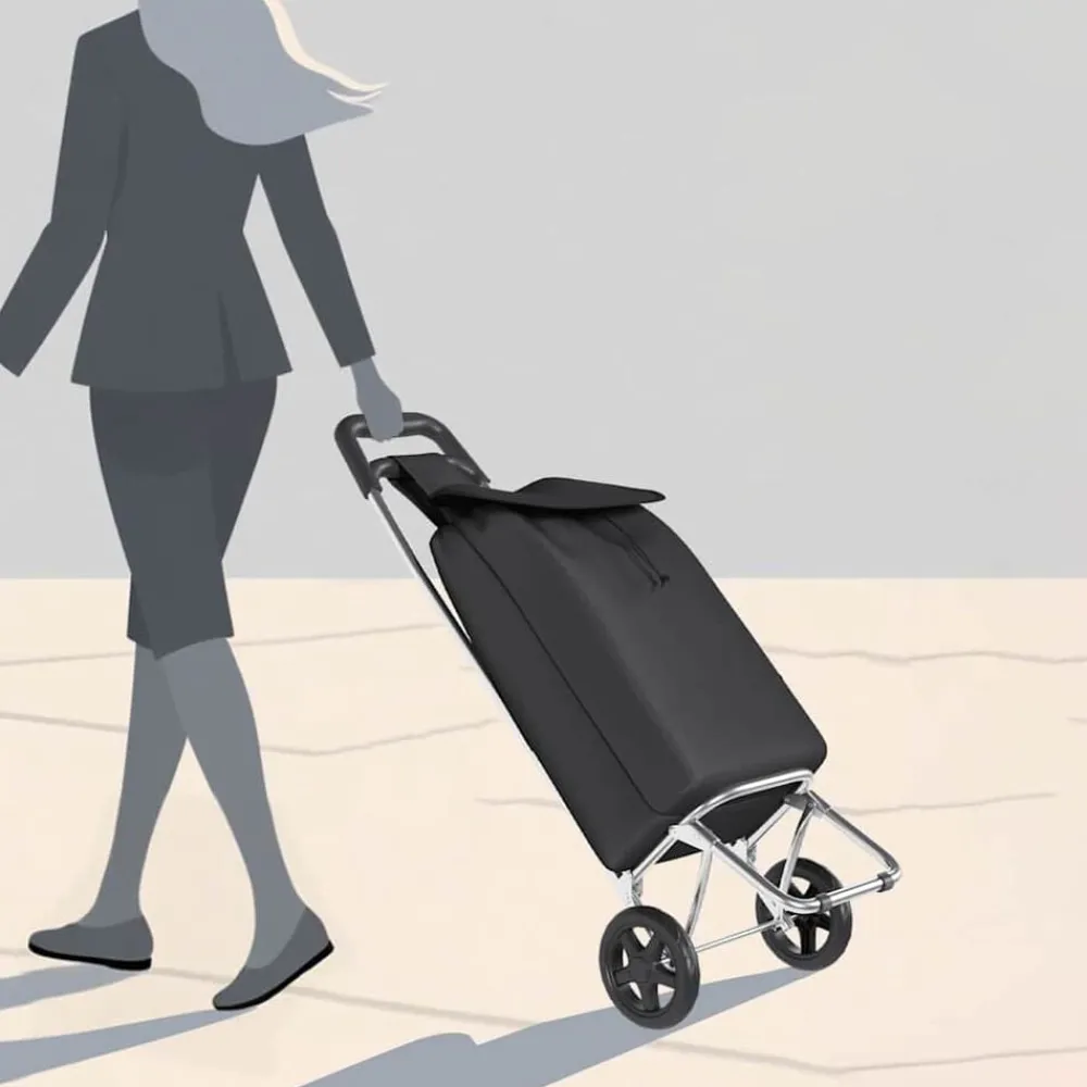 vidaXL Carro de compras 35 x 28 x 92 cm Tela Oxford Negro Online