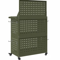 vidaXL Carro de herramientas con estante 65 x 35 x 111 cm Verde oliva Clearance