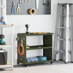 vidaXL Accesorios De Bricolaje-Carro de herramientas con estante 75 x 35 x 73 cm