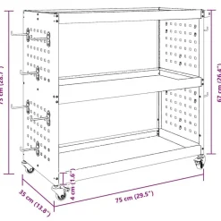 vidaXL Accesorios De Bricolaje-Carro de herramientas con estante 75 x 35 x 73 cm