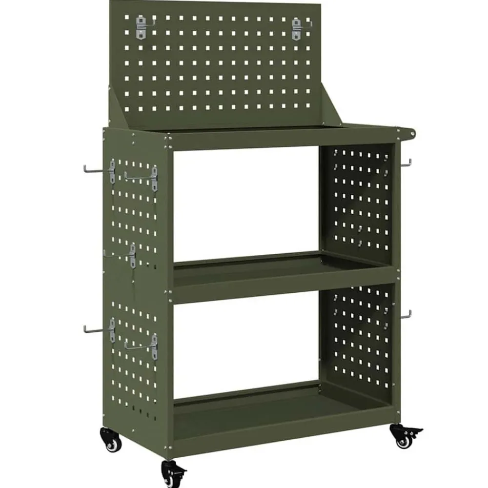 vidaXL Accesorios De Bricolaje-Carro de herramientas con estante 65 x 35 x 111 cm