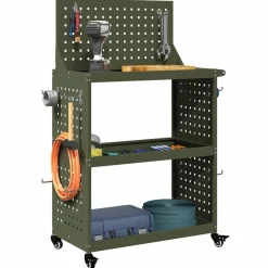 vidaXL Accesorios De Bricolaje-Carro de herramientas con estante 65 x 35 x 111 cm