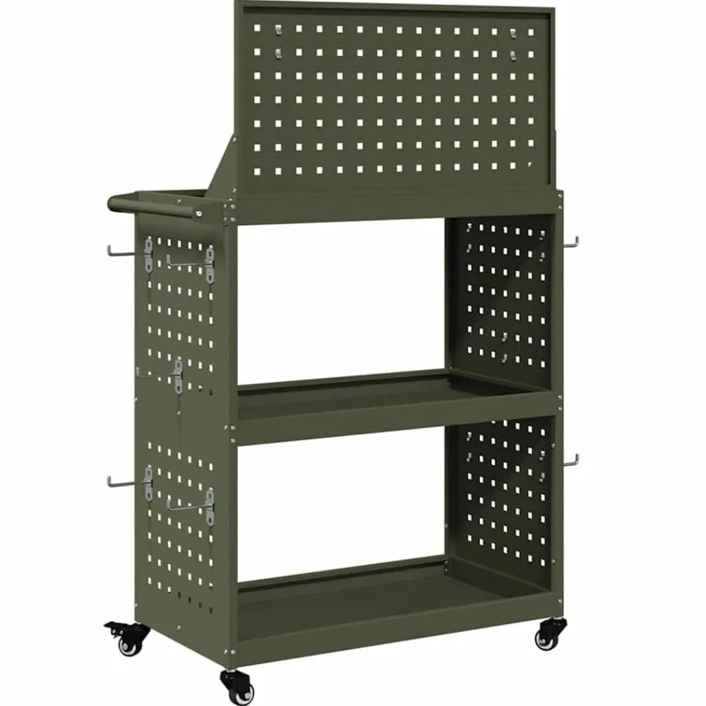 vidaXL Accesorios De Bricolaje-Carro de herramientas con estante 65 x 35 x 111 cm