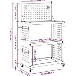vidaXL Accesorios De Bricolaje-Carro de herramientas con estante 65 x 35 x 111 cm