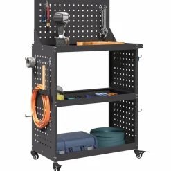 vidaXL Accesorios De Bricolaje-Carro de herramientas con estante 65 x 35 x 111 cm