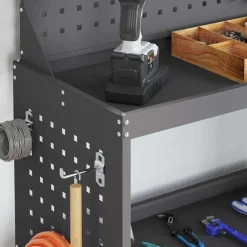 vidaXL Accesorios De Bricolaje-Carro de herramientas con estante 65 x 35 x 111 cm