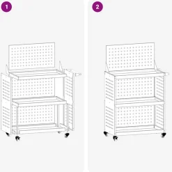 vidaXL Accesorios De Bricolaje-Carro de herramientas con estante 65 x 35 x 111 cm