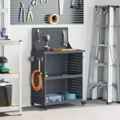 vidaXL Accesorios De Bricolaje-Carro de herramientas con estante 65 x 35 x 111 cm