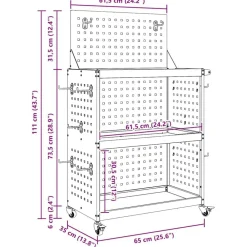 vidaXL Accesorios De Bricolaje-Carro de herramientas con estante 65 x 35 x 111 cm