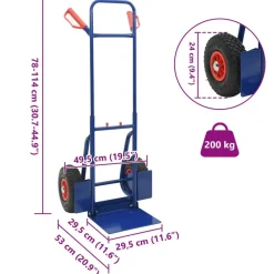 vidaXL Herramientas-Carro de mano extensible y Rojo 49,5 x 53 x 114 cm Acero