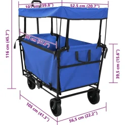 vidaXL Herramientas-Carro de Mano Plegable Negro 105 x 56.5 x 116 cm Tela Oxford
