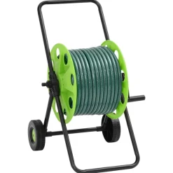 vidaXL Accesorios De Bricolaje-Carro de rollo con manguera verde 30 m PVC